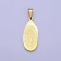 Stainless Steel Nuestra Señora De Guadalupe Engraved Abstract Oval Pendant in Gold & Silver J-613 J-618 - DLUXCA