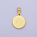 Stainless Steel Nuestra Señora De Guadalupe Engraved Round Pendant in Gold & Silver J-642 J-648 - DLUXCA
