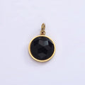 Stainless Steel Onyx, Tiger Eye, Amazonite, Clear Quartz Multifaceted Round Charm in Gold & Silver | P1333 - P1339 - DLUXCA