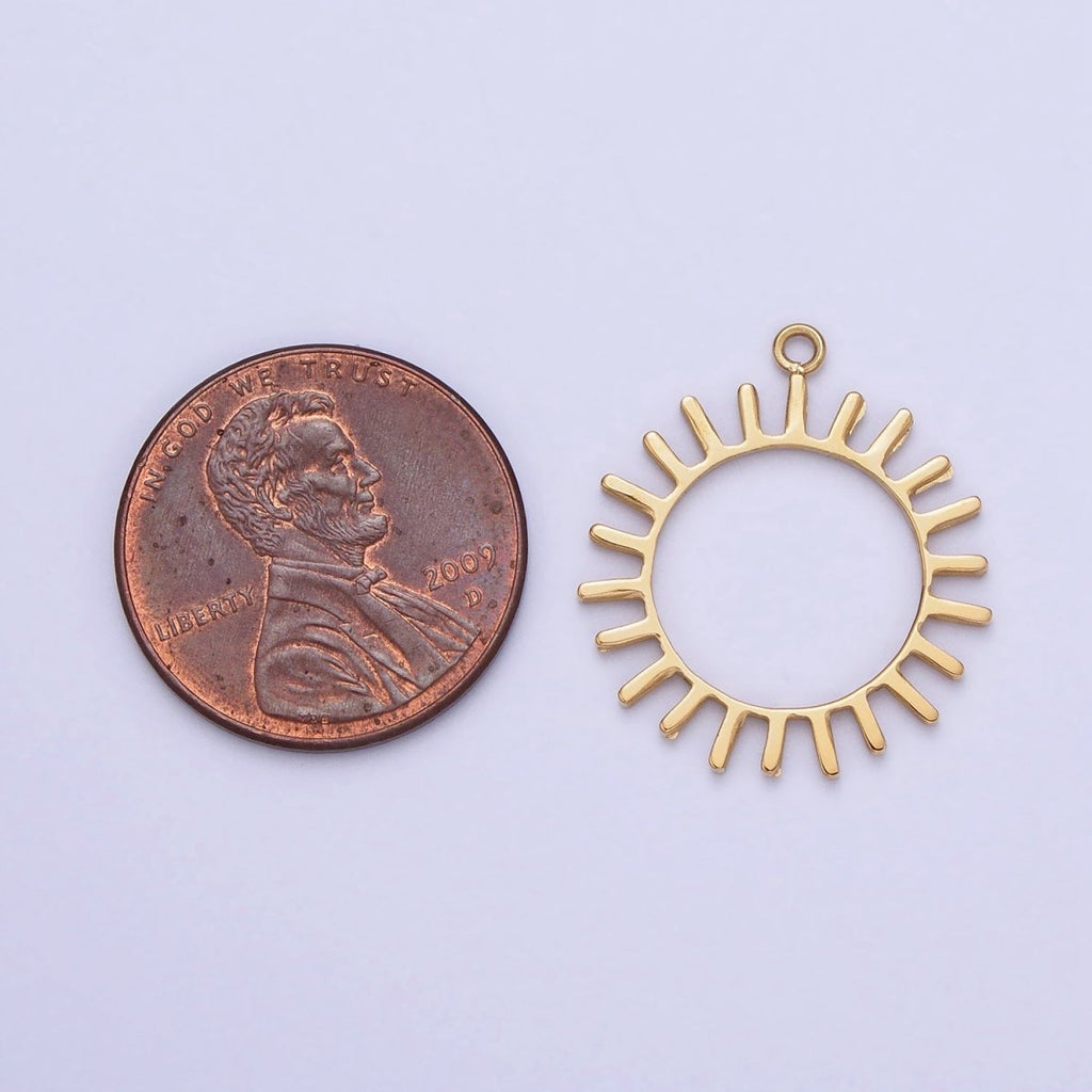 Stainless Steel Open Celestial Sun Geometric Add-On Charm in Gold & Silver | P-897 - DLUXCA