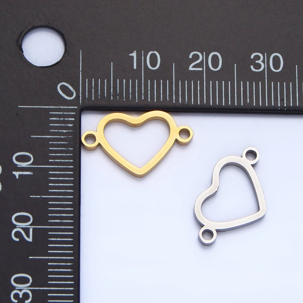 Stainless Steel Open Minimalist Heart Connector in Gold & Silver | F283