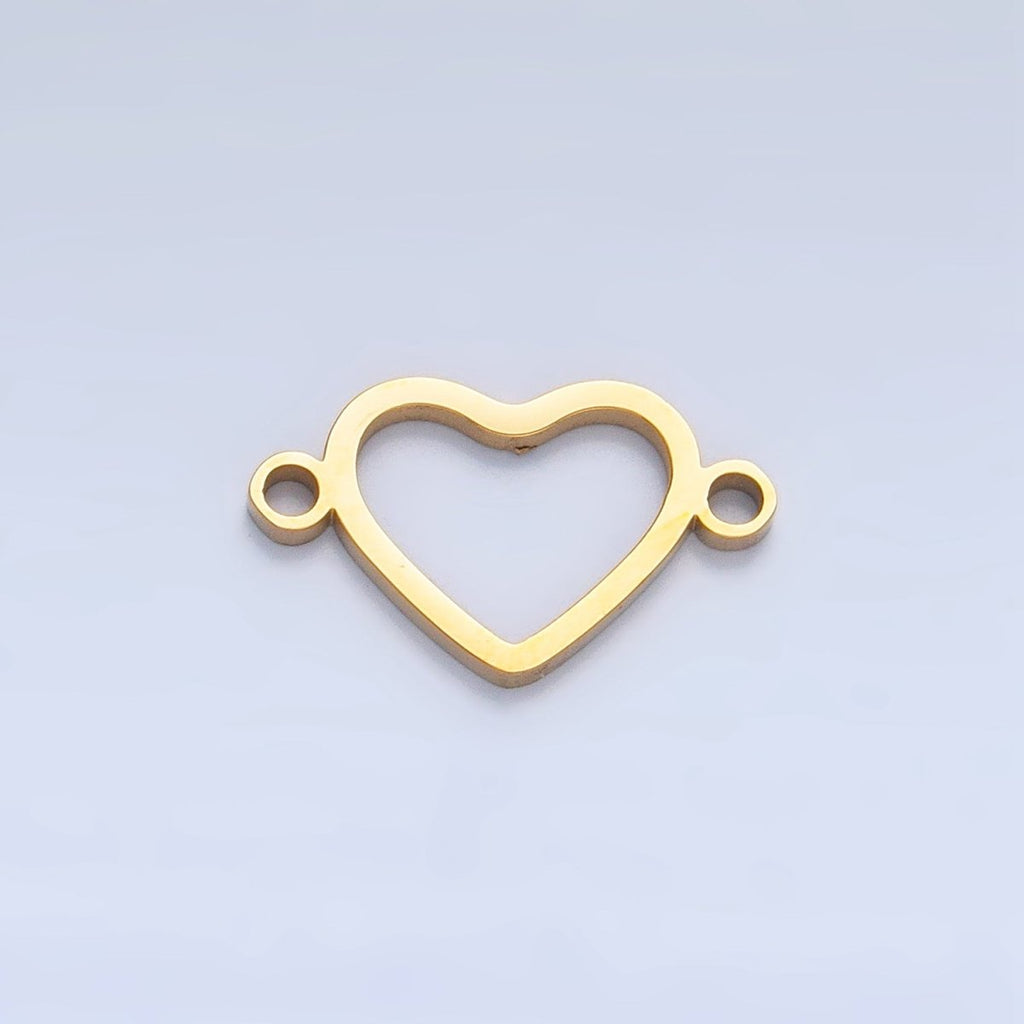 Stainless Steel Open Minimalist Heart Connector in Gold & Silver | F283