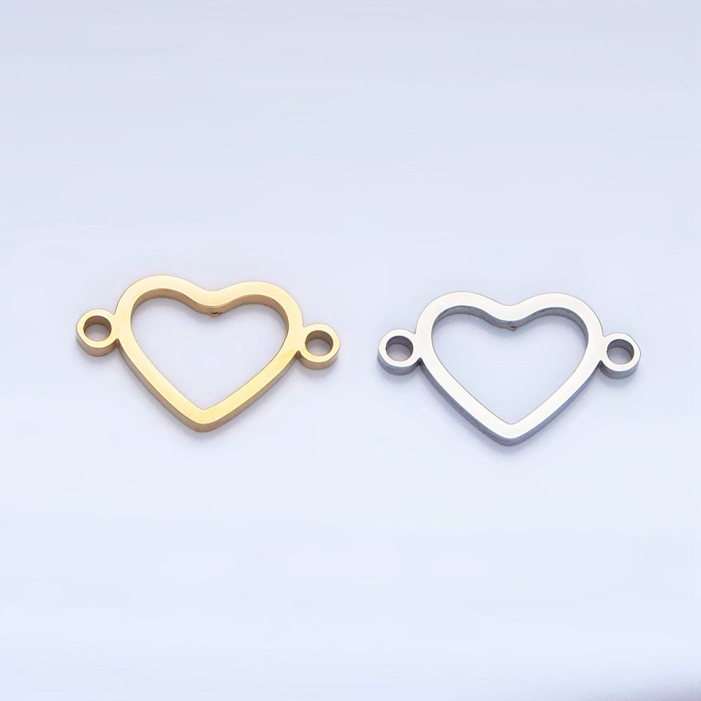Stainless Steel Open Minimalist Heart Connector in Gold & Silver | F283