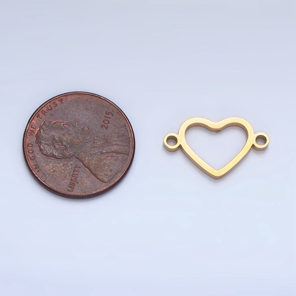 Stainless Steel Open Minimalist Heart Connector in Gold & Silver | F283