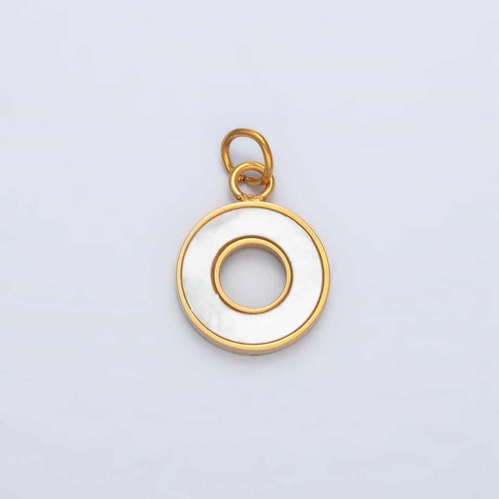 Stainless Steel Open Round Shell Pearl Charm | P1039 - DLUXCA