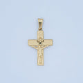 Stainless Steel "Padre Nuestro" Script Crucifix Cross Pendant in Gold & Silver | P1071 - DLUXCA