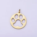 Stainless Steel Pawprint Animal Open Round Charm | P1237 - DLUXCA