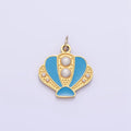 Stainless Steel Pearl Blue Sea Clam Shell Enamel Charm | P1015 - DLUXCA