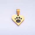 Stainless Steel Pet Paw Print Heart Pendant | P816 - DLUXCA