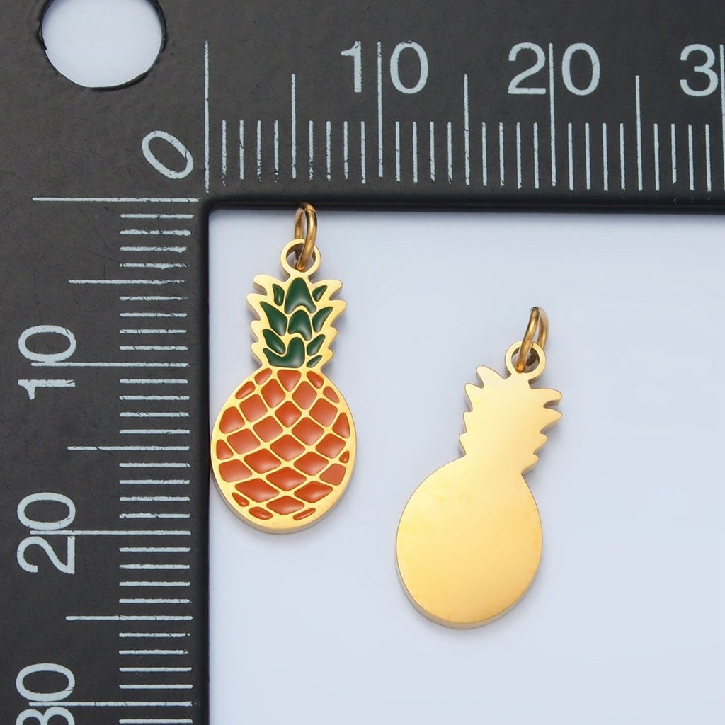 Stainless Steel Pineapple Fruit Enamel Mini Charm | P684 - DLUXCA