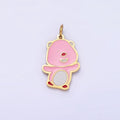 Stainless Steel Pink Enamel Laughing Beaver Otter Charm | P991 - DLUXCA