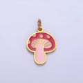 Stainless Steel Pink Enamel Mushroom Floral Charm | P1323 - DLUXCA