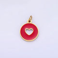 Stainless Steel Pink, Red Open Heart Enamel Round Charm | P958 - DLUXCA
