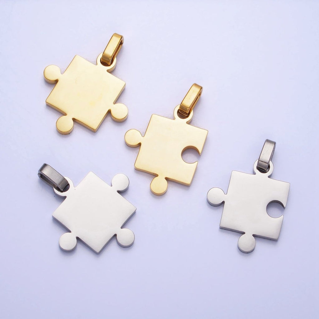 Stainless Steel Puzzle Couple's Friendship Pendant Mix & Match Set in Gold & Silver | P1109 - DLUXCA
