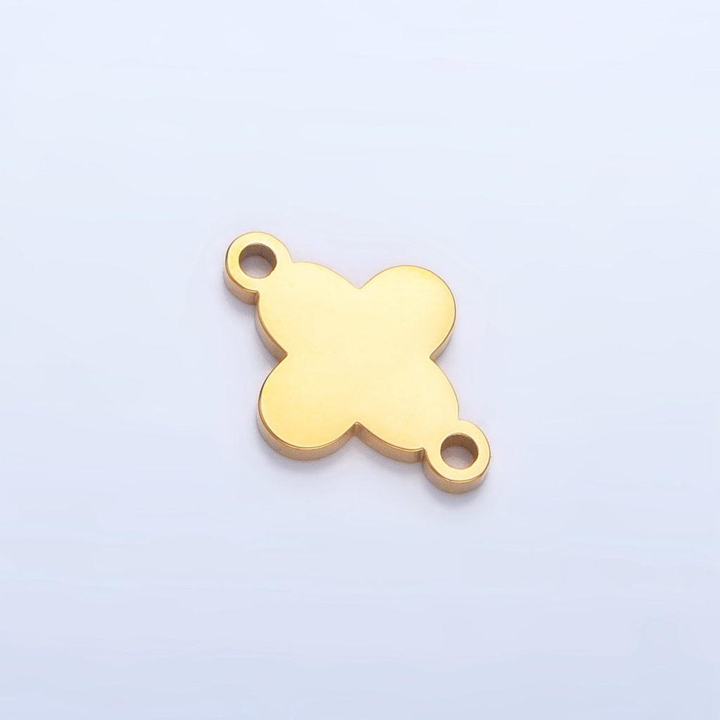 Stainless Steel Quatrefoil Clover Minimalist Floral Connector in Gold & Silver | F375