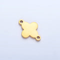 Stainless Steel Quatrefoil Clover Minimalist Floral Connector in Gold & Silver | F375