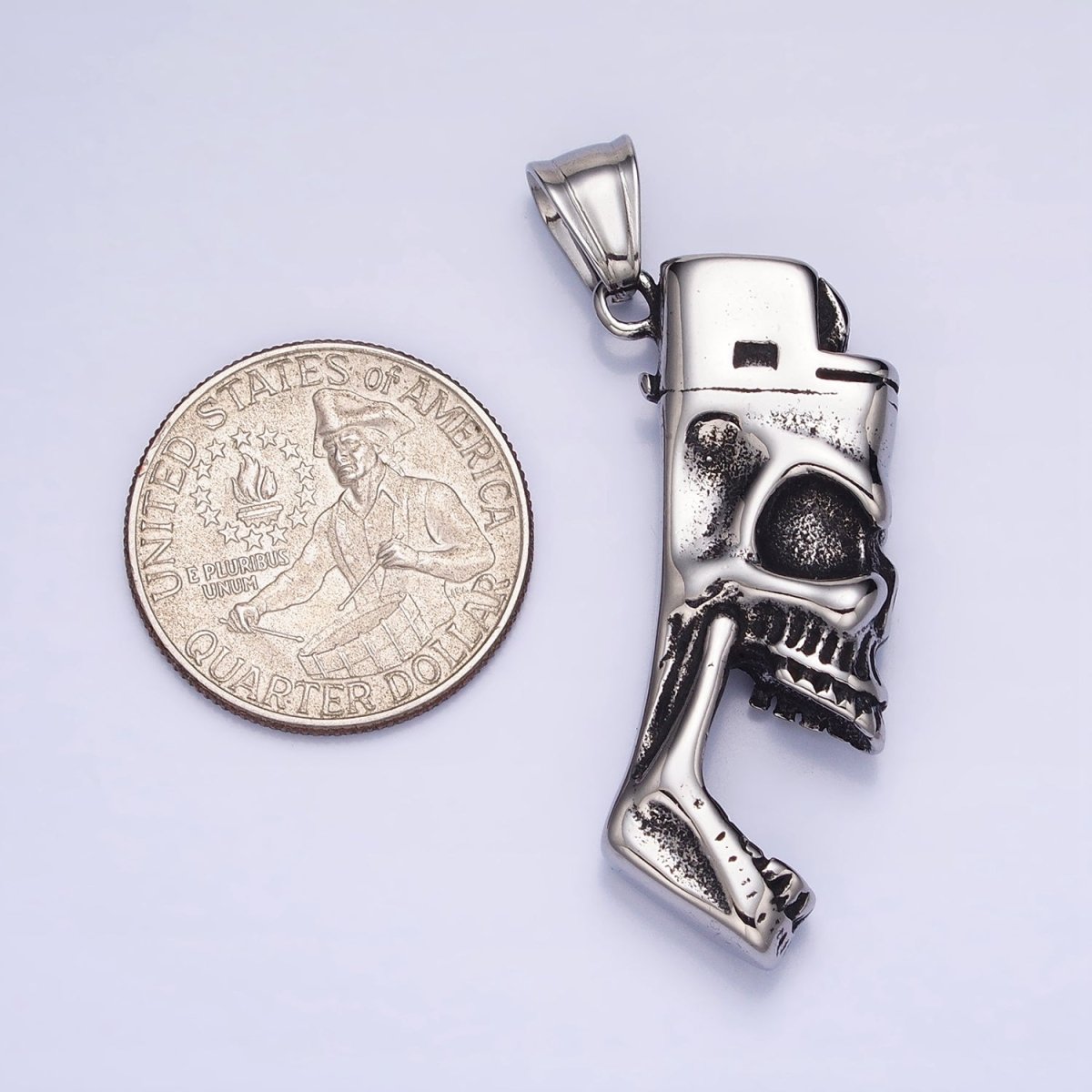 Stainless Steel Rectangular Screaming Skeleton Skull Pendant in Gold & Silver | P1102 - DLUXCA
