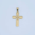 Stainless Steel Religious Cross Line - Textured Pendant in Gold & Silver | P1171 - DLUXCA