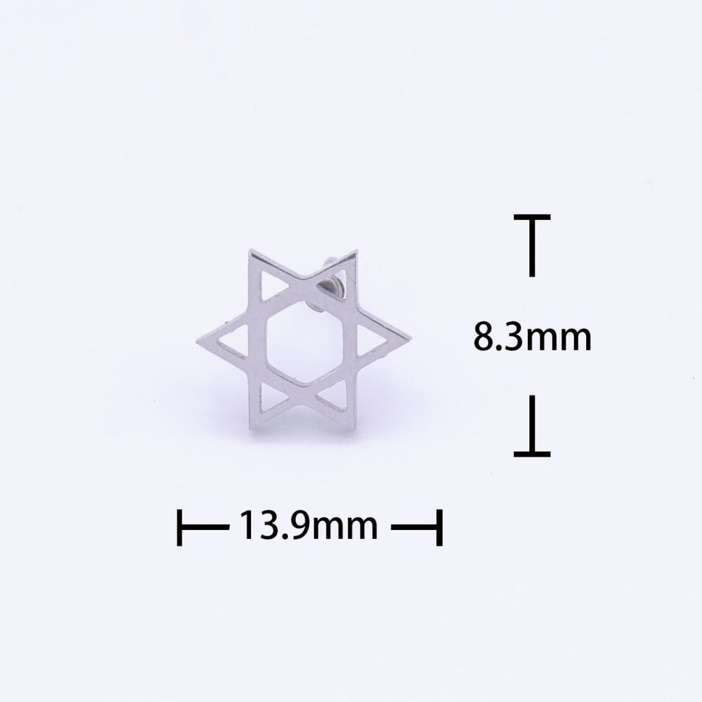 Stainless Steel Religious Jewish Star of David Silver Stud Minimalist Earrings | Y-245 - DLUXCA