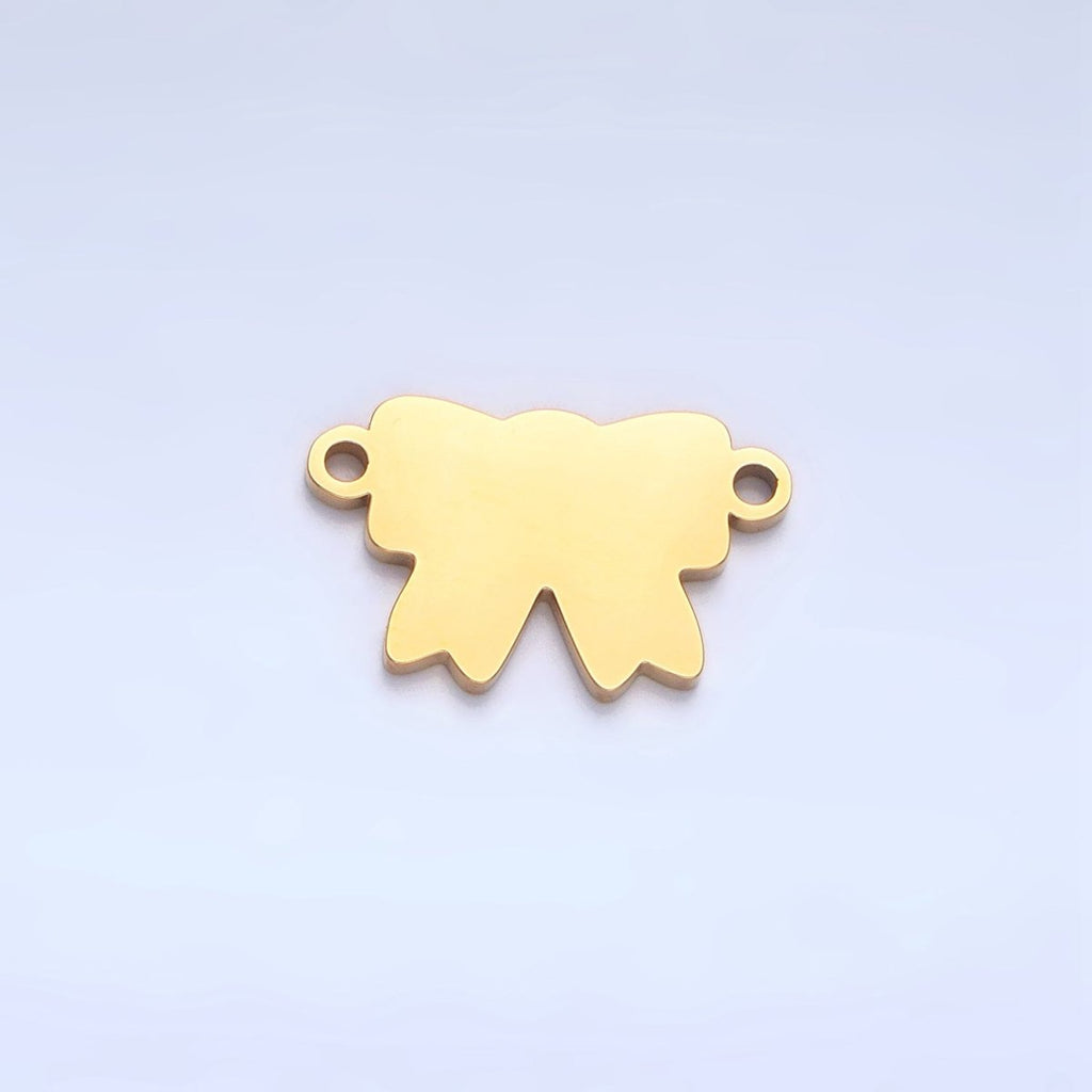 Stainless Steel Ribbon Bow Minimalist Connector in Gold & Silver | F277