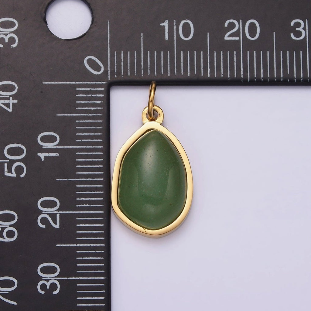 Stainless Steel Rose Quartz, Aventurine, Amethyst Abstract Teardrop Charm | P-638 ~P-640 - DLUXCA