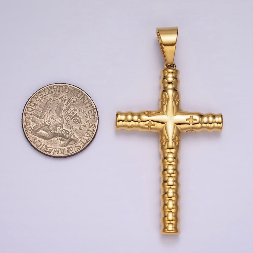Stainless Steel Rounded Minimalist Latin Cross Pendant Religious Jewelry | P872 - DLUXCA
