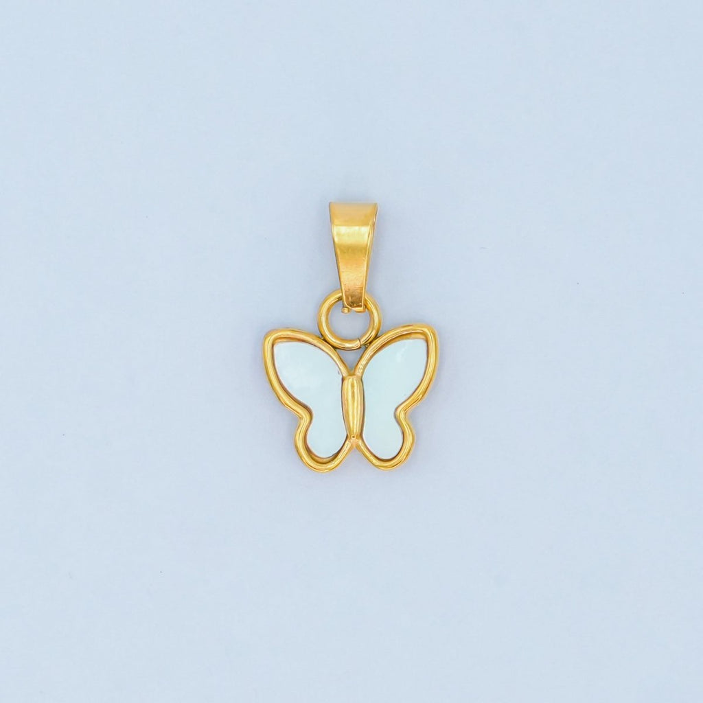 Stainless Steel Shell Pearl Butterfly Pendant | P1547 - DLUXCA