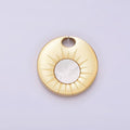 Stainless Steel Shell Pearl Celestial Sun Open Coin Round Charm | P1244 - DLUXCA