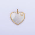 Stainless Steel Shell Pearl CZ Heart Charm | P992 - DLUXCA