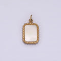 Stainless Steel Shell Pearl Dotted Outline Tag Rectangular Charm in Gold & Silver | P1314 P1315 - DLUXCA