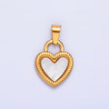 Stainless Steel Shell Pearl Heart Padlock Pendant | P1546 - DLUXCA