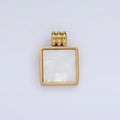 Stainless Steel Shell Pearl Square Bezel Triple Band Charm | P968 - DLUXCA