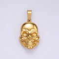 Stainless Steel Skull Charms Head Skeleton Pendant in Gold | P1426 - DLUXCA