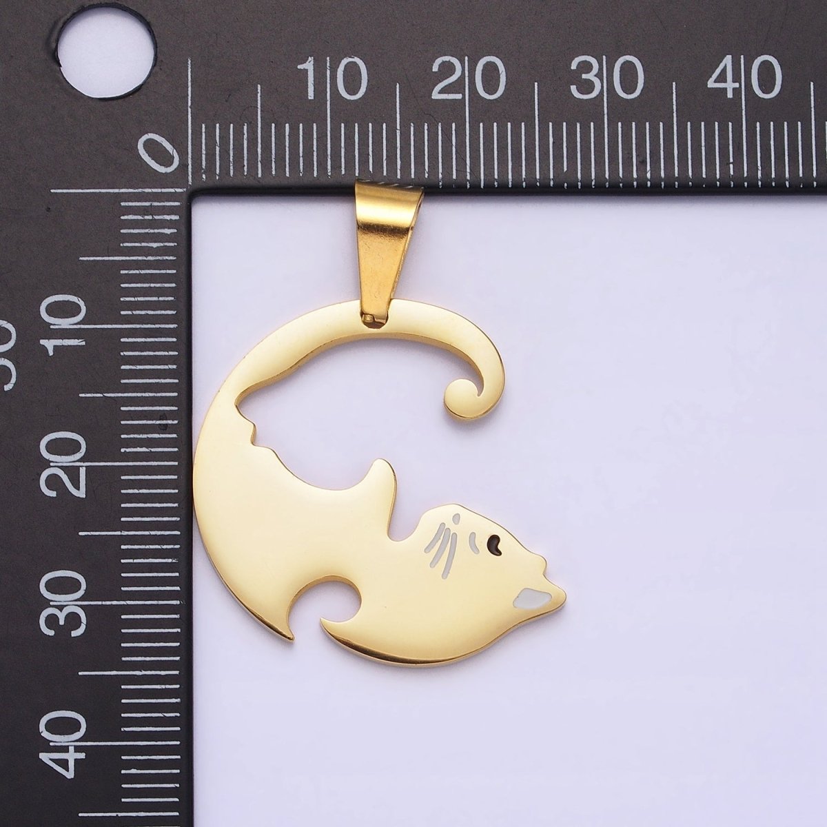 Stainless Steel Sleeping Kitty Cat Couple's Friendship Pendant Set in Gold & Silver | P-1122 - DLUXCA