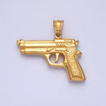 Stainless Steel Small Handgun Pistol Weapon Pendant in Gold & Silver | P-1108 - DLUXCA