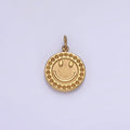 Stainless Steel Smiley Face Emotion Dented Round Bezel Charm | P950 - DLUXCA