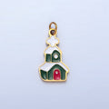 Stainless Steel Snowy Green Enamel House Church Christmas Holiday Charm | P1494 - DLUXCA