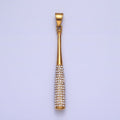 Stainless Steel Sport Baseball Bat Micro Paved CZ Pendant in Gold & Silver J-763 J-771 - DLUXCA