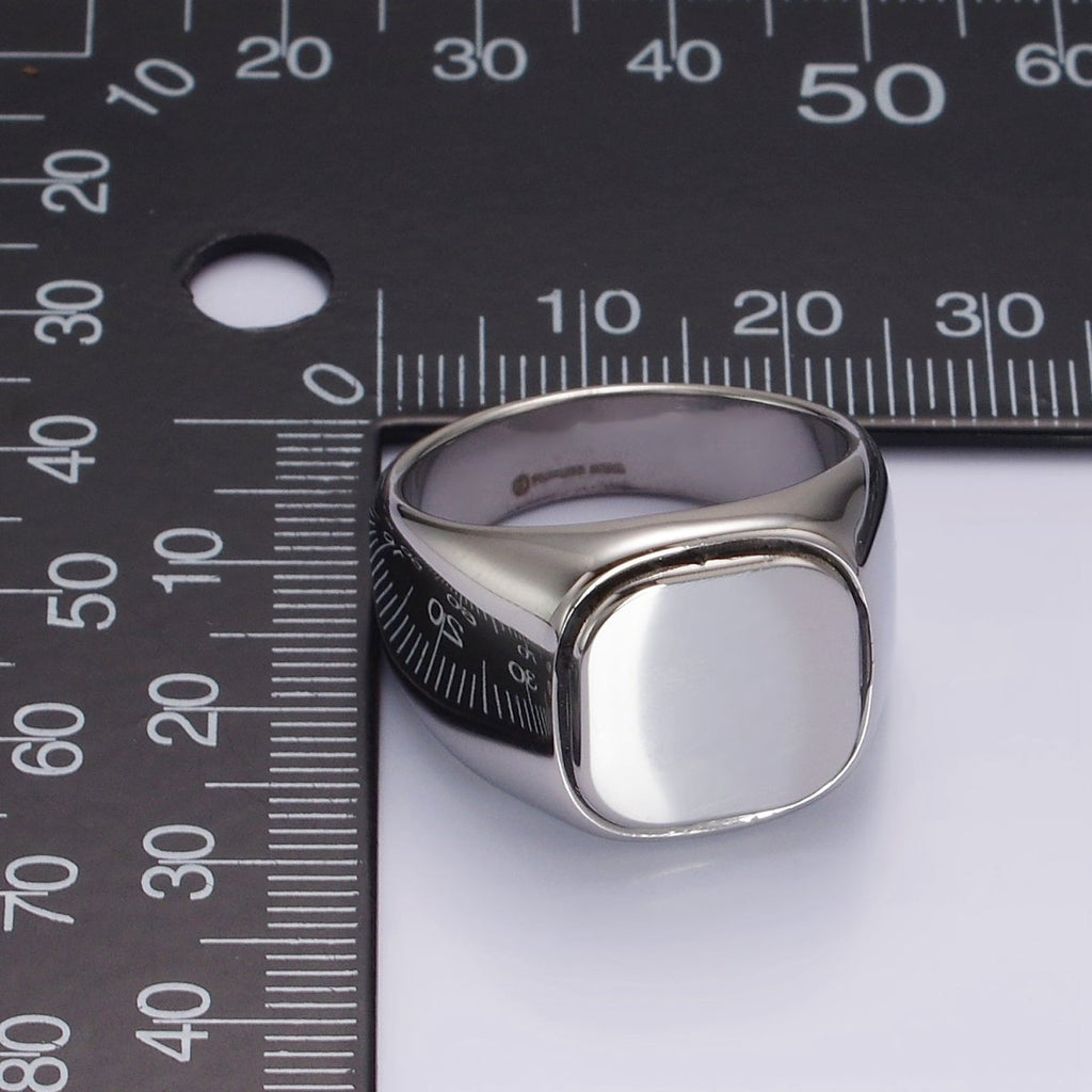 Stainless Steel Square Signet Minimalist Silver Ring | O1125 - O1127