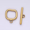Stainless Steel Square Toggle Clasp Closure Minimalist Jewelry Findings Supply in Gold & Silver | Z589 Z590 - DLUXCA