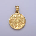 Stainless Steel St. Saint Benedict Double Sided SMQLIVB PAX VRSNSMV Pendant in Gold & Silver | P - 1077 - DLUXCA