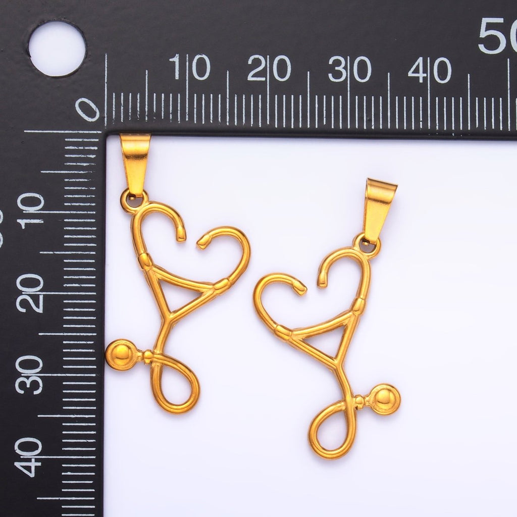 Stainless Steel Stethoscope Medical Heart Pendant | P864 - DLUXCA