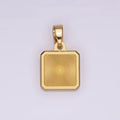 Stainless Steel Sunburst Edged Square Minimalist Pendant in Gold & Silver | P865 - DLUXCA