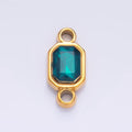 Stainless Steel Teal, Blue Baguette CZ Edged Connector | F926 F935