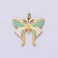 Stainless Steel Teal White Enamel Dotted Engraved Butterfly Wings Charm in Gold & Silver | P-636 P-637 - DLUXCA