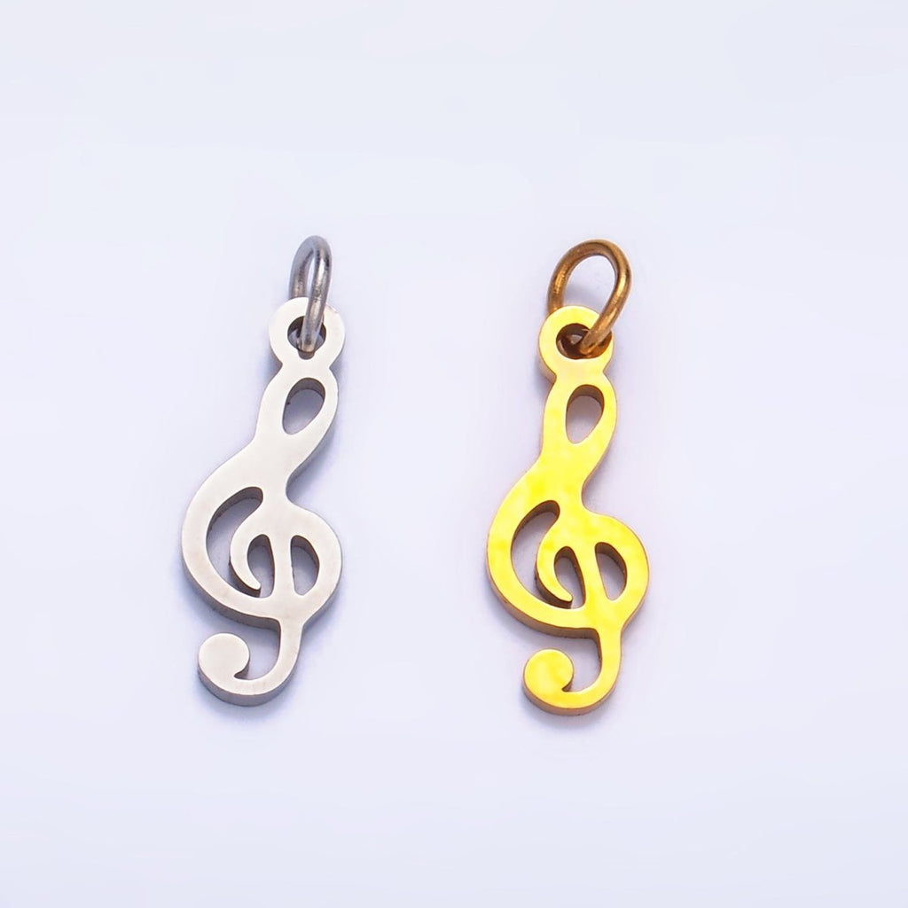 Stainless Steel Treble 'G' Clef 𝄞 Music Symbol Charm in Gold & Silver | P1272 - DLUXCA