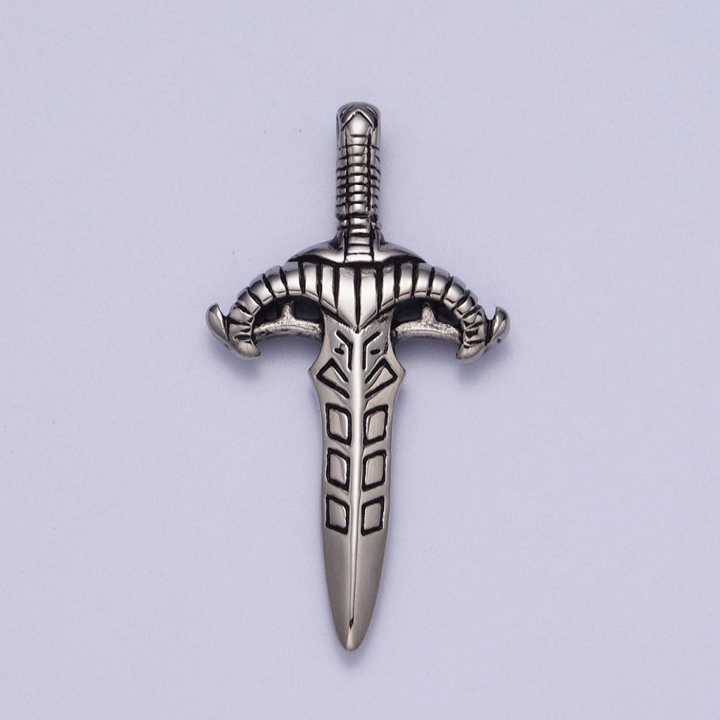 Stainless Steel Weapon Dagger Knife Sword Statement Pendant J-392 - DLUXCA