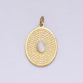 Stainless Steel White Chrysoberyl Cat's Eye Dotted Oval Charm in Gold & Silver | P1326 P1327 - DLUXCA