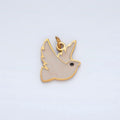 Stainless Steel White Enamel Dove Bird Mini Charm | P1043 - DLUXCA