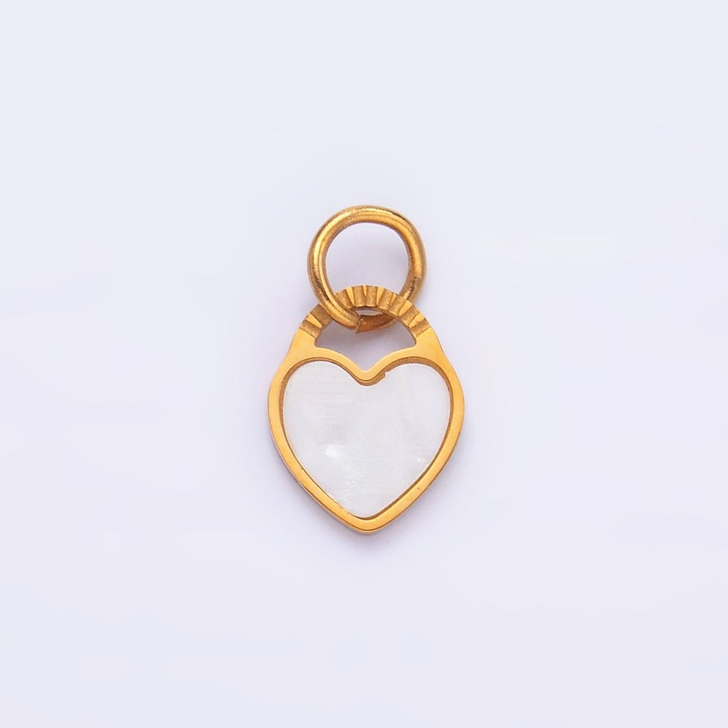 Stainless Steel White Enamel Heart Padlock Charm | P847 - DLUXCA